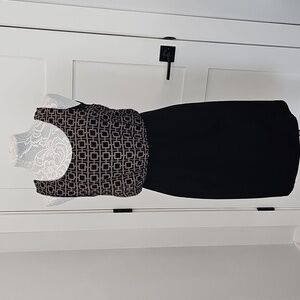 Banana Republic Sleeveless Dress Black Geometric Print